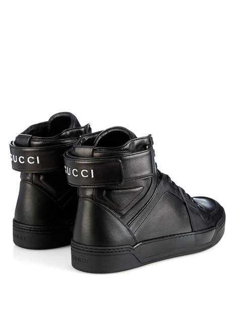 gucci black leather high top sneaker|gucci ultrapace sneakers.